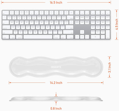 CASUCATTE-Clear Gel Wrist Rest for Keyboard - Super Non-Slip, Soft & Comfortable, Washable, Relieve Office or Gaming Wrist Pain