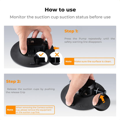 K&F Concept 6" Suction Cup Camera Mount with Magic Arm, ARRI Style 1/4" 3/8" Threads, Quick Release Car Mount for DSLRs Action Camera Phone Video Shooting Compatible with Hero 13 12 DJI Insta360