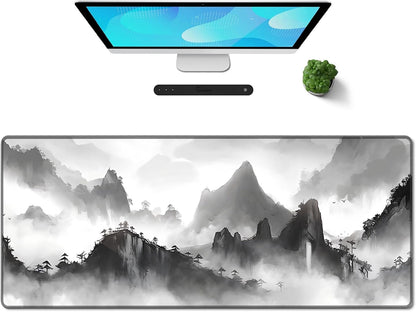 Galdas Gaming Mouse Pad XXL XL Large Long Extended Big Mousepad Non-Slip Rubber Keyboard Mouse Pad with Stitched Edges for Laptop Home Office (31.5x11.8x0.08 Inch) … (Black Ink)