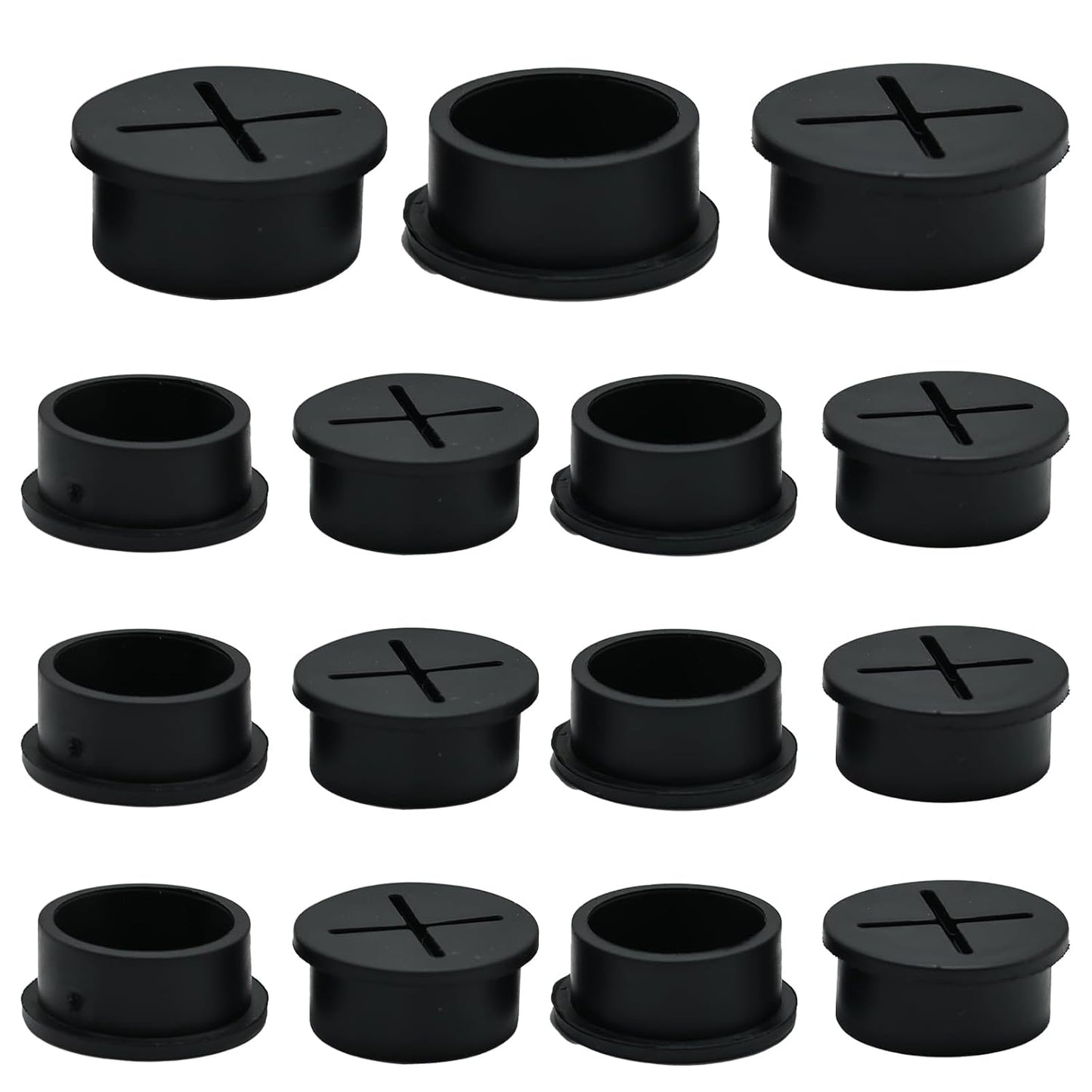 Desk Grommet, 1 in 25 mm Silicone Rubber Grommets, Black Desk Hole Cover for Cables, Flexible Wall Cord Pass Through Grommet for Office Table Computer Home Furniture Wire Organizer-15 Pcs