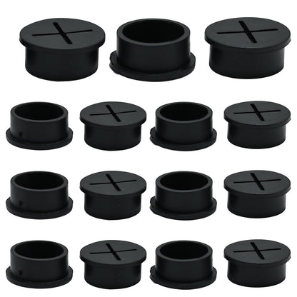 Desk Grommet, 1 in 25 mm Silicone Rubber Grommets, Black Desk Hole Cover for Cables, Flexible Wall Cord Pass Through Grommet for Office Table Computer Home Furniture Wire Organizer-15 Pcs