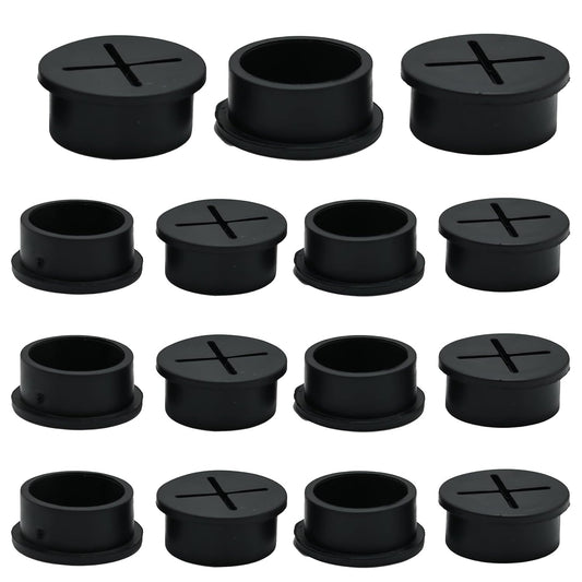 Desk Grommet, 1 in 25 mm Silicone Rubber Grommets, Black Desk Hole Cover for Cables, Flexible Wall Cord Pass Through Grommet for Office Table Computer Home Furniture Wire Organizer-15 Pcs