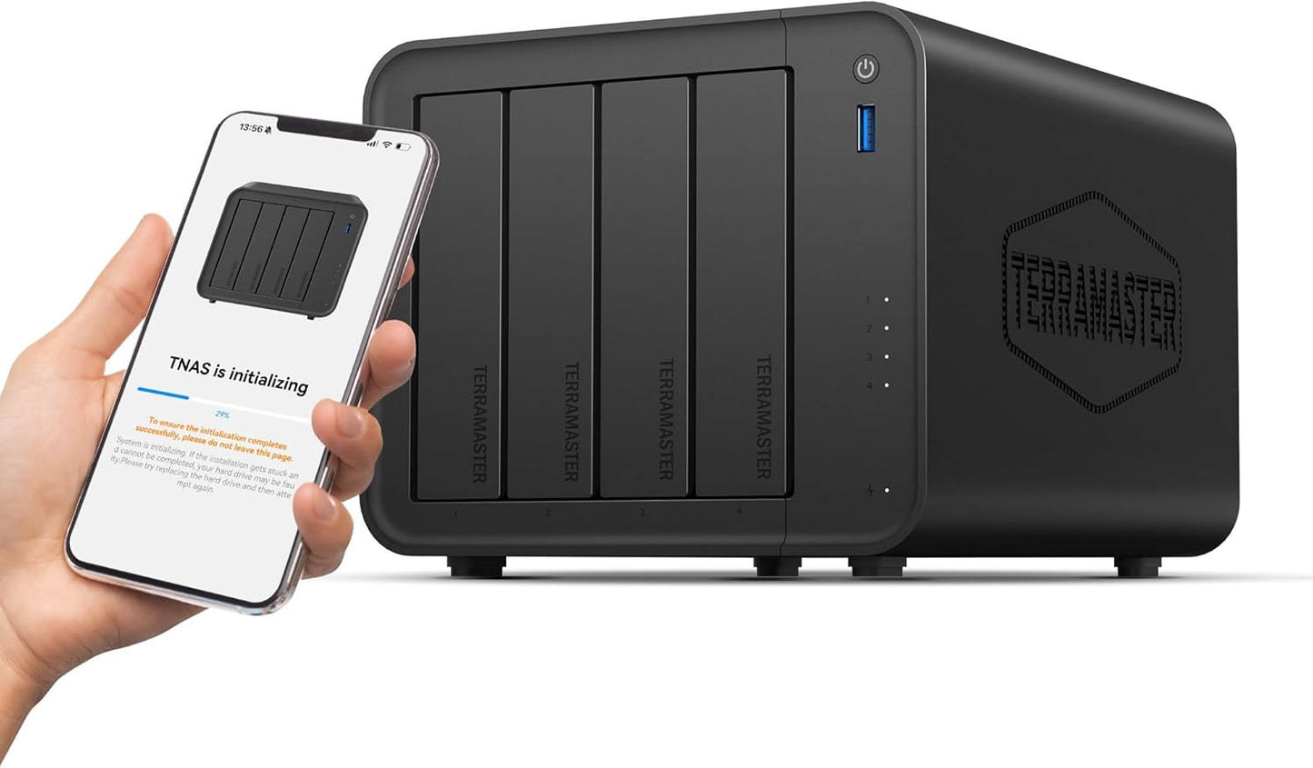 TERRAMASTER F4-425 4-Bay NAS Storage – Intel x86 Quad-Core CPU, 4GB RAM, 2.5GbE LAN, Network Attached Storage Multimedia Server for Home Users (Diskless)