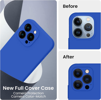 FireNova Designed for iPhone 13 Pro Case, Silicone Upgraded [Camera Protection] Phone Case with [2 Screen Protectors], Soft Anti-Scratch Microfiber Lining Inside, 6.1 inch, Klein Blue