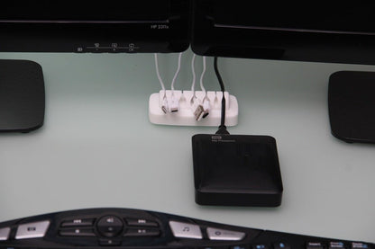 Heaviest Cable Organizer on The Market! Compact and Weighted Desktop Cord Holder and Cable Organizer, Eco-Friendly Silicone, No Bad Smell, Bundled with 4 Reusable Cable Ties! (White)