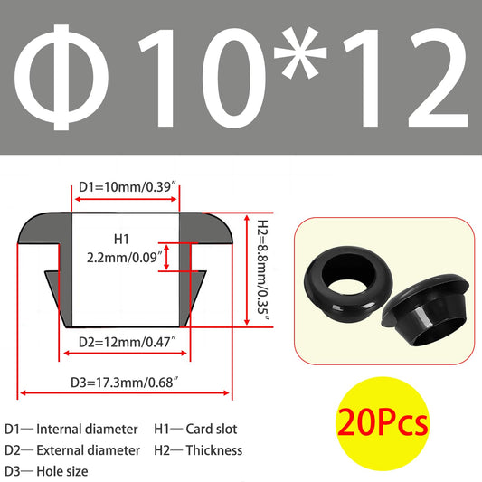 Qrity 20 PCS Rubber Grommets Cable Railing, Car Grommet, Cable Railing Protective Sleeves for Metal Posts, ID 10mm Mount Dia 12mm