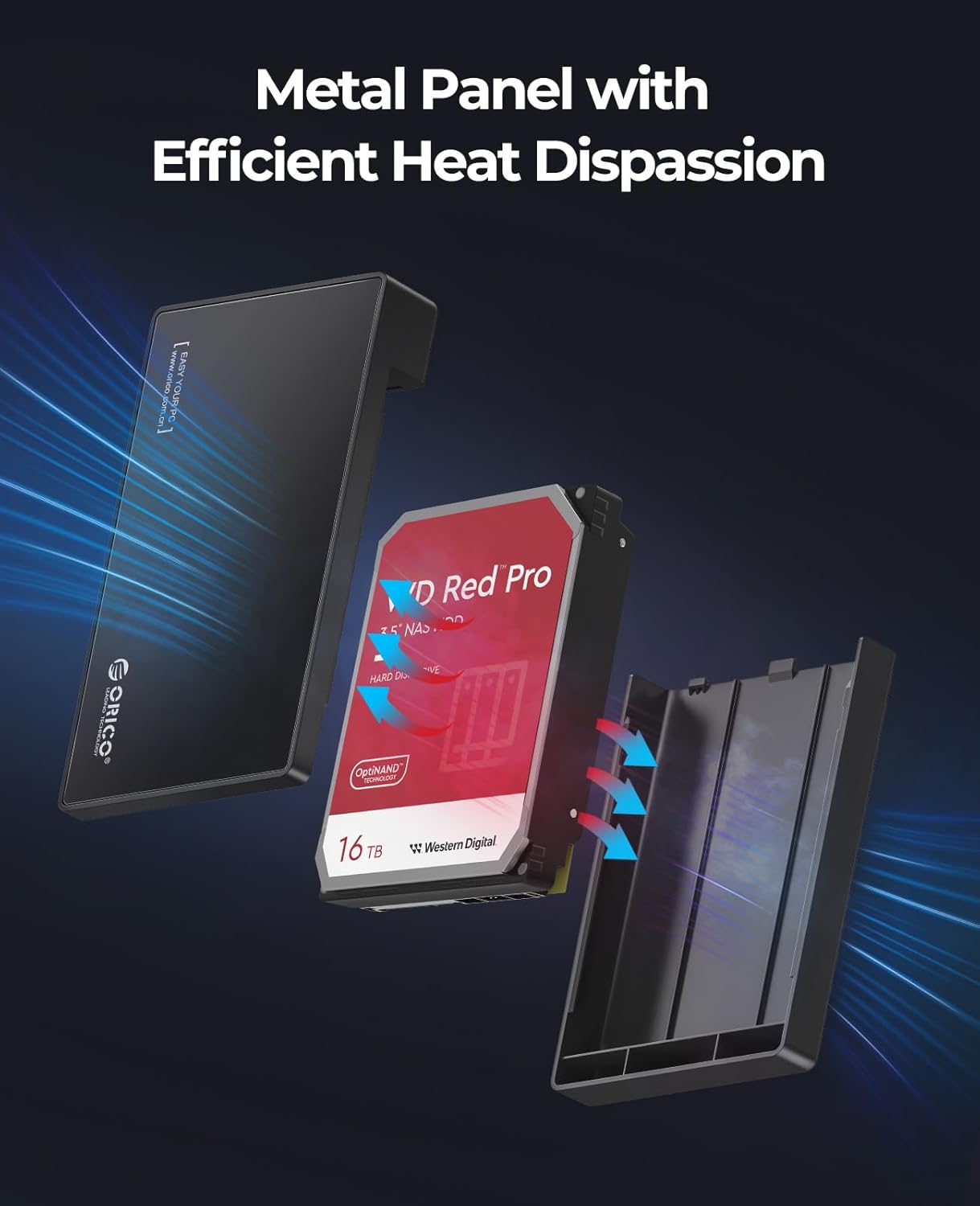 ORICO 3.5" External Hard Drive Enclosure SATA III to USB3.1 Type C for HDD Tool-Free Installation Supports UASP and 20TB Drives - Black