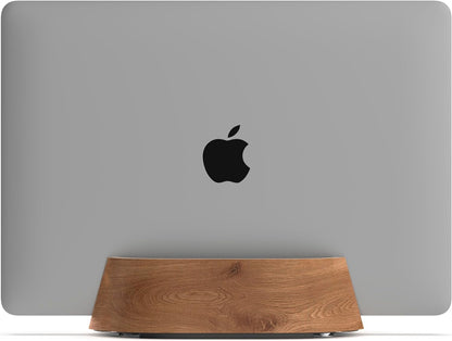 HumanCentric Vertical Laptop Stand in Black Walnut Wood, Upright Adjustable Holder and Dock, Laptop Vertical Stand Fits MacBook Pro and Other Laptops .5" to 1.5", Clamshell Compatible