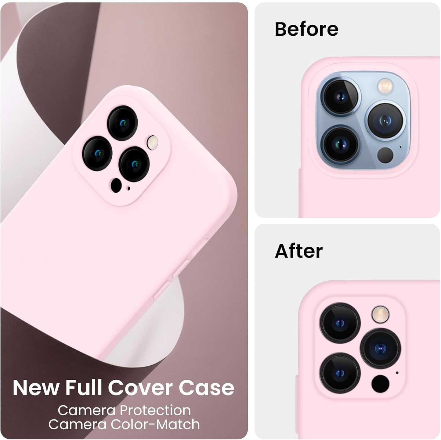 FireNova Designed for iPhone 13 Pro Max Case, Silicone [Camera Protection] Phone Case with [2 Screen Protectors], Soft Anti-Scratch Microfiber Lining Inside, 6.7 inch, Chalk Pink