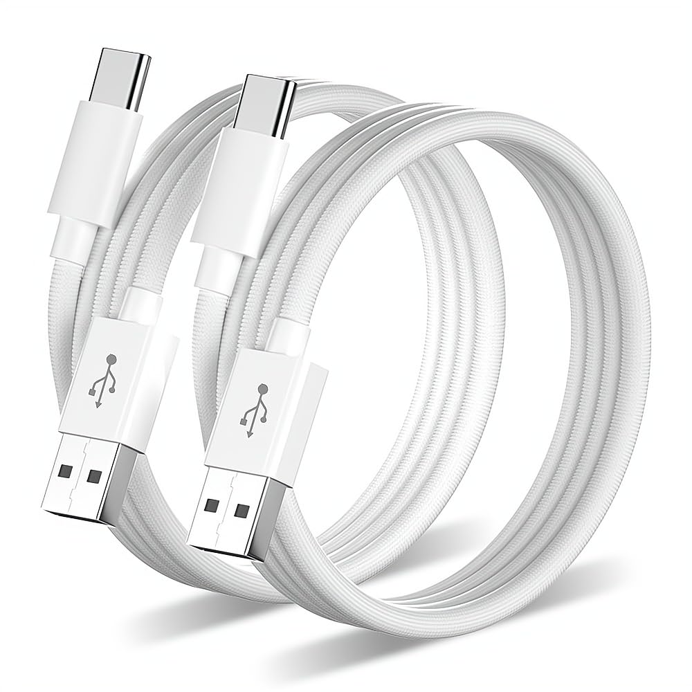 [5ft 2Pack] Woven Car Play USB-C Cable for Apple iPhone 16 Charger MFi Certified USB-A to USB C Cable Cord Fast Charging for iPhone 16 Pro Max/16Pro/15 Pro/15Plus, iPad Air M2,AirPods Pro 2nd, White