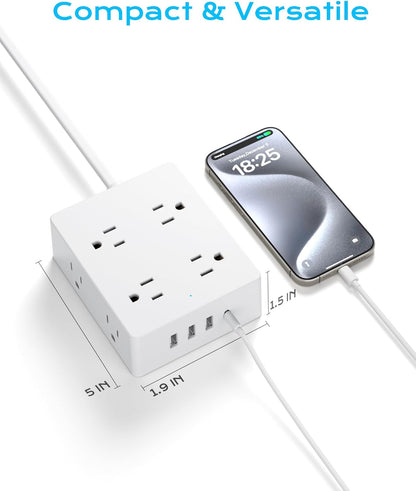 European Travel Plug Adapter, Olcorife Power Strip with EU UK US Plug Adapter, 8 Outlets 4 USB Ports with 5ft Extension Cord, International Power Adapter for US to Europe UK