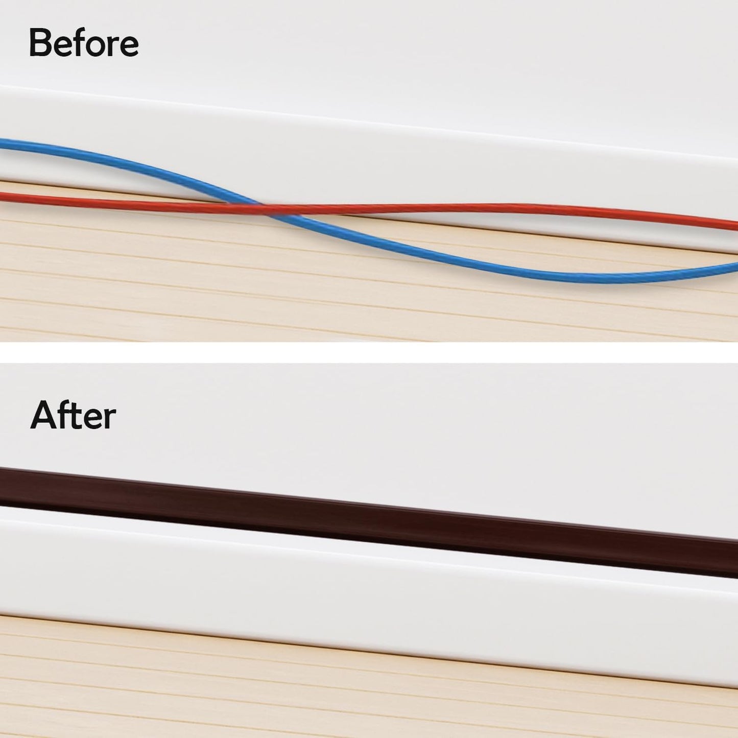 Rubber Bond TV Cord Hider Cable Protector - Strong Self Adhesive Wall Cord Cover Cable Hider - Low Profile Cable Management Wall Cord Concealer Cable Raceway (Dark Brown, 10 Feet)