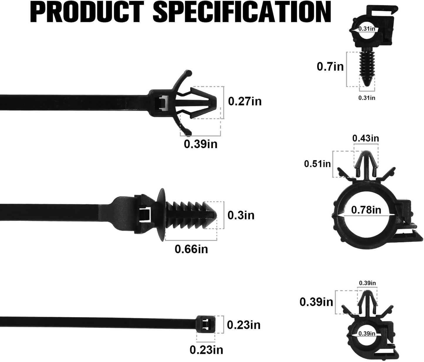 130 Pcs Push Mount Cable Ties Standard Zip Tie Mount Car Wire Loom Routing Clips for Polaris UTV Jeep Wrangler Vehicles Home Appliances 6 Different Sizes Universal Management Cable Ties