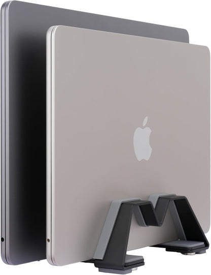 Adjustable Dual Vertical Laptop Stand - Supports 2 Devices Holder, Fit for All Laptops(10-30mm Thickness) - Fashion Design, Adjustable Width, Anti-Slip & Scratch-Resistant, Patented Design