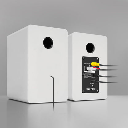 Computer Speakers for Desktop PC, Active Bookshelf Speaker with 3‘’ Carbon Fiber Woofer and Silk Film Tweeter ,Supports Bluetooth 5.3, USB-C, AUX/RCA Input for Record Player TV - White Stereo Set