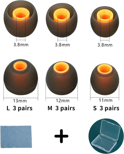 Earbud Tips Ear Bud Tips Soft Anti Slip Washable and Reusable Silicone Replacement Earbud Tips Fit Most in-Ear Earbuds(Inner Hole 3.8mm -5.1mm) 18pcs S M L