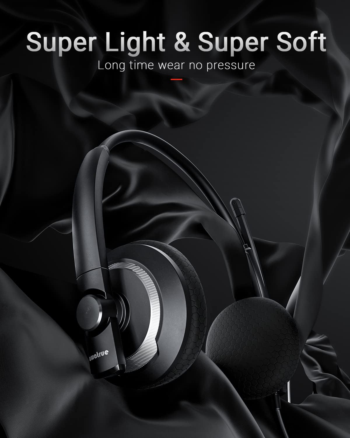 Wired Headset with Microphone for PC Laptop - 3.5mm Jack On Ear Headphones with Noise Cancelling Microphone for Boom Skype Webinars, in-line Control,Comfortable