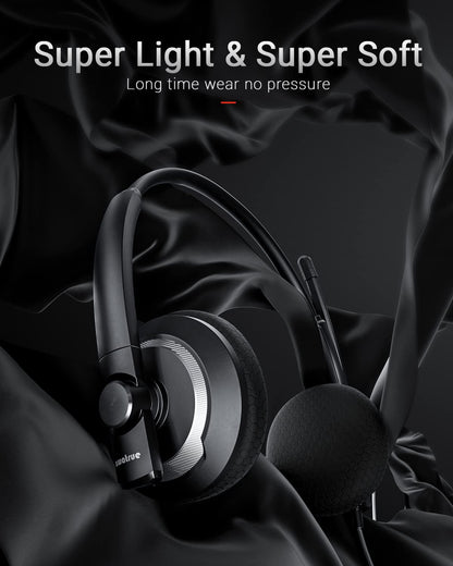 Wired Headset with Microphone for PC Laptop - 3.5mm Jack On Ear Headphones with Noise Cancelling Microphone for Boom Skype Webinars, in-line Control,Comfortable