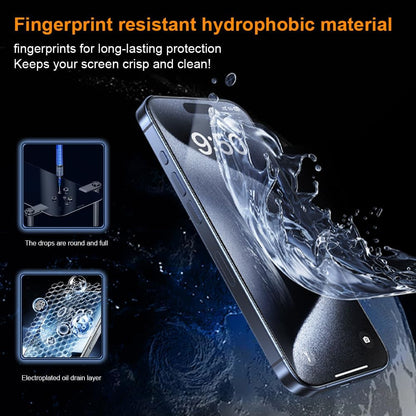 OneFish Screen Protector for Iphone 16 Pro, HD Clarity Tempered Glass Film 9H+ Hardness, with Hassle-Free Installation Frame, Dust-Free Bubble-Free Anti-Fingerprint, 2Pack