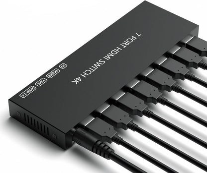 7 Way HDMI Switch 4k@60Hz HDMI Switcher 7 in 1 Out HDCP 2.0 Manual HDMI 2.0 Hub Supports 3D Compatible with Nintendo Switch/Switch OLED/Xbox/ PS5/4/3 Blu-Ray Player Fire Stick Roku Apple TV Chromeca