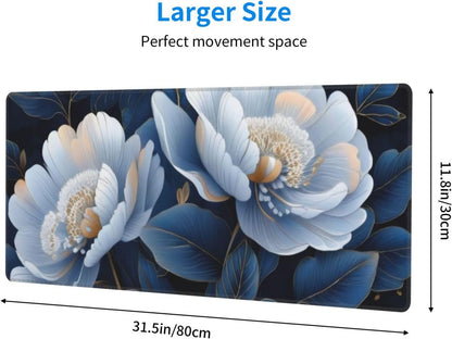 Gaming Mouse Pad, Large Non-Slip Rubber Base Mousepad, Keyboard Mouse Mat, Desk Pad with Stitched Edges, 31.5x11.8inch, Gorgeous Flowers