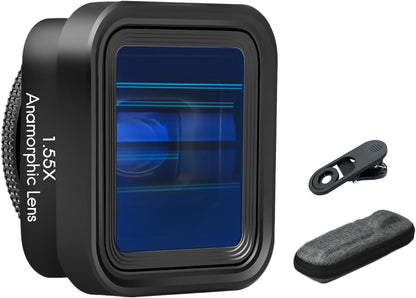 Andoer Anamorphic Movie Lens 1.55X - Universal Lens Clips & Carry Bag - Compatible with iPhone 15/14/13/12/11