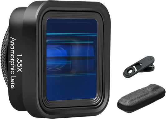 Andoer Anamorphic Movie Lens 1.55X - Universal Lens Clips & Carry Bag - Compatible with iPhone 15/14/13/12/11
