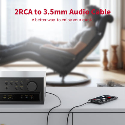 3.5mm to RCA Cable (5Feet/1.5M),3.5 mm 1/8 to RCA 2-Male Headphone Jack Adapter HiFi Sound Splitter Auxiliary Cord for Smartphone,MP3 Players,Laptops,Tablet,Speaker