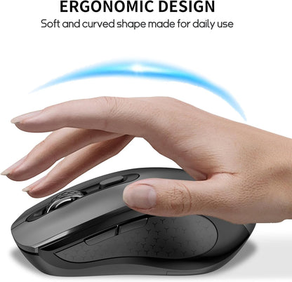 Wireless Mouse with Side Buttons, 2400 DPI, Anti Slip Scroll Wheel, Suitable for Laptops, PCs, Chromebook, Mac, MacBook, Mouse With USB Nano Receiver, 6-Button Wireless Computer Mouse - Gray