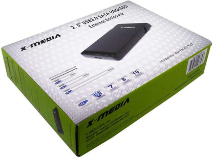 X-MEDIA XM-EN2279U3 2.5-Inch Tool-Free USB 3.0 SATA SSD HDD Hard Disk Drive External Enclosure Case | Support 7mm / 9.5mm Height HDDs