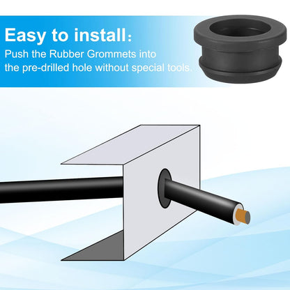 PATIKIL 23mm / 15/16 Inch Drill Hole,3/4 Inch ID Rubber Grommets, 3Pcs Top Hat Grommet for Wiring Eyelet Ring Gasket Automotive Firewall Cable Hole Plugs Wires Protection, Black