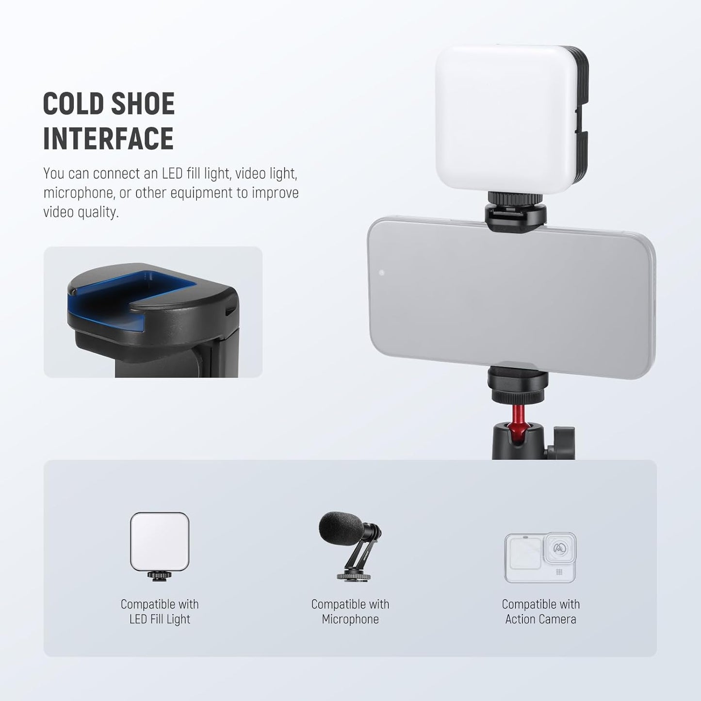 NEEWER Tripod for iPhone with Remote/Action Camera Mount Adapter/Phone Holder, Mini Flexible Camera Phone Tripod Stand Compatible with GoPro Samsung DSLR Camera Webcam for Vlog, Video Recording, T72