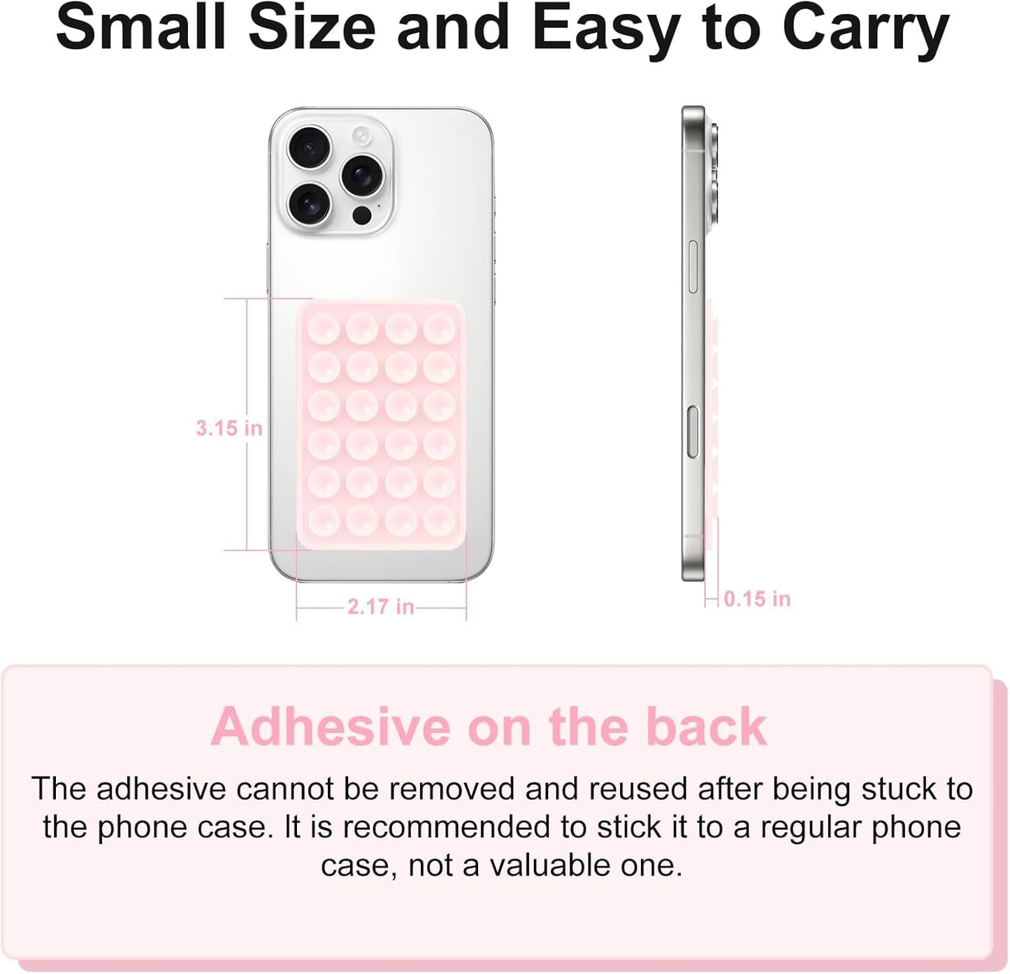2PCS Silicone Suction Phone Case Mount,Non Slip Suction Cup, Hands-Free Phone Accessories Holder for Selfies and Videos,Silicone Adhesive Stand Sticky for Cell Phone Chalk Pink