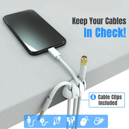 Large Cable Management Box, Cord Organizer to Hide Power Strip, Extension Cord, Surge Protector | Cord Hider Safe Box for Desk Organizers, Gaming PC, Computer, TV | White, Black Edition by Tokye®