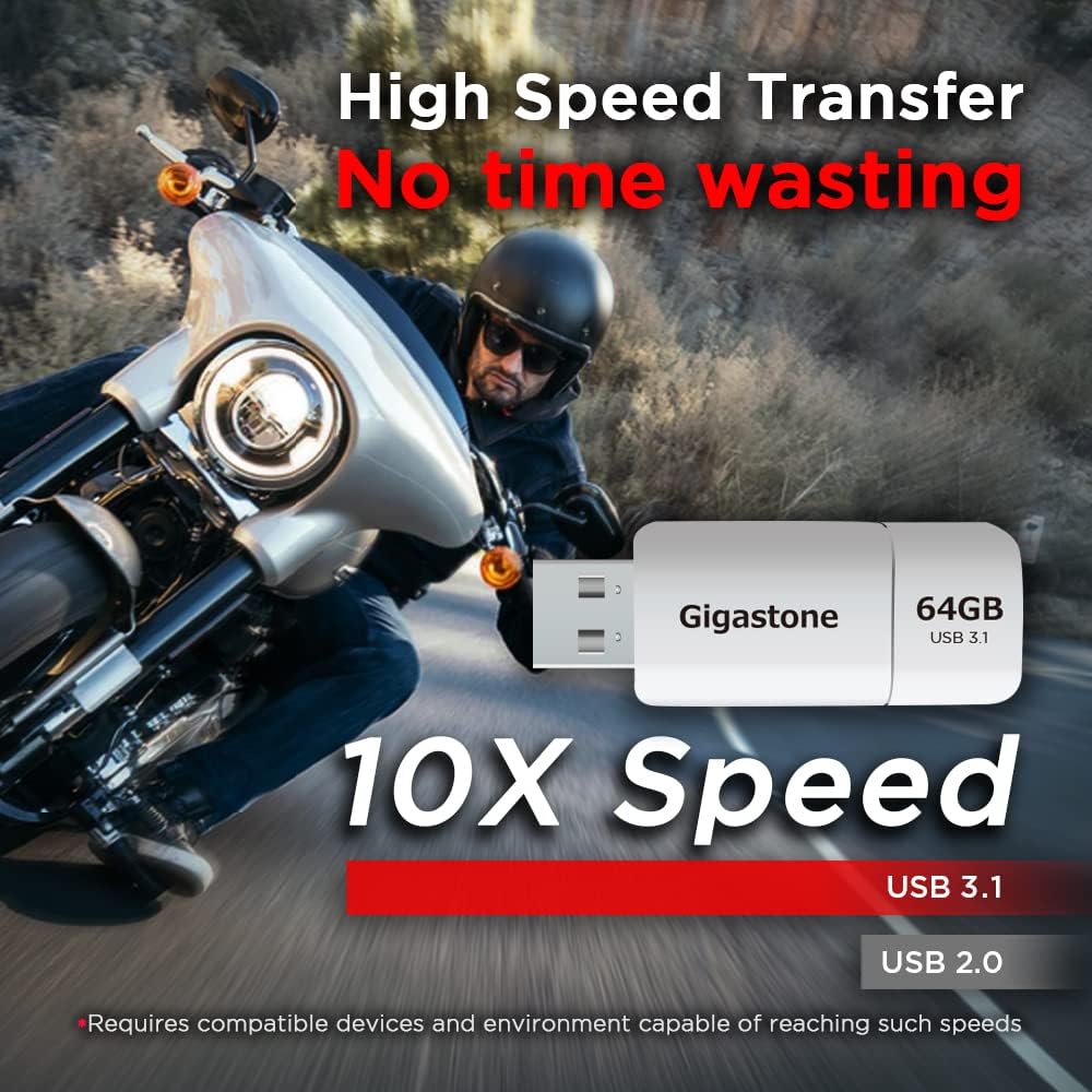 GIGASTONE 64GB Flash Drive (2 Pack) Z60 USB 3.2 Gen 1, 100MB/s Ultra Fast, Retractable Capless Slider Design, Data Storage, Backup for PC/Mac/TV/Car Audio, USB 2.0/3.0/3.1 Compatible