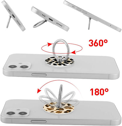 Bonoma Phone Ring Holder, 3 Pack Leopard Pattern Universal Finger Ring Stand Grip Kickstand Compatible with Smartphones and Tablets-Leopards