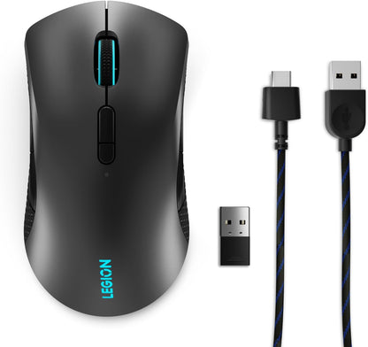 Lenovo Legion M600 RGB Wireless Gaming Mouse – 16,000 DPI, 9 Programmable Buttons, 200-Hour Battery Life, 50-Million Clicks Durability – Ambidextrous Computer Mouse (Black)
