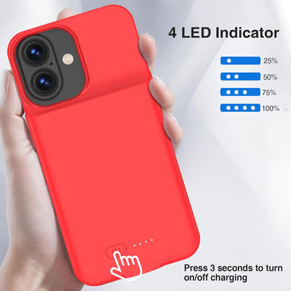 GIN FOXI Battery Case for iPhone 17, Charging Case Charger 8500mAh Ultra-Slim Lightweight Powerful Battery Pack 15W Fast Rechargeable Anti-Fall TPU Juice Box for iPhone 17 (6.3") Red
