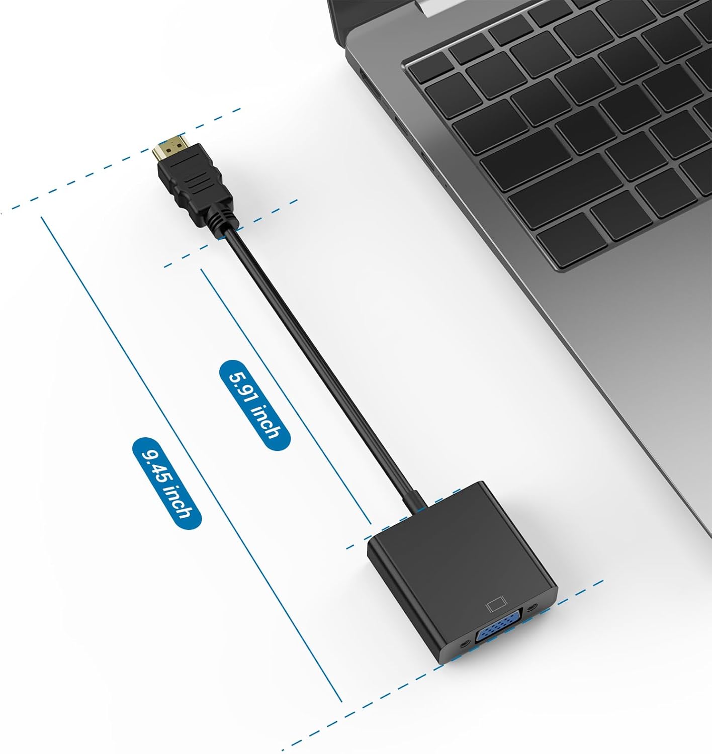 HDMI to VGA Adapter, 1PCS HDMI to VGA Unidirectional Converter (Male to Female), Compatible with Computers, desktops, laptops, PCs, Monitors, projectors, TV