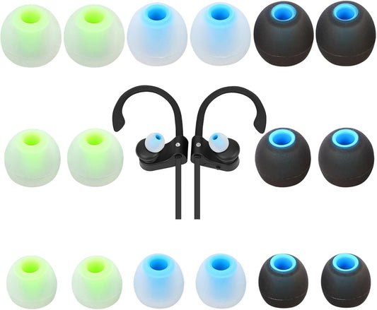 Earbud Tips Ear Bud Tips Soft Anti Slip Washable and Reusable Silicone Replacement Earbud Tips Fit Most in-Ear Earbuds(Inner Hole 3.8mm -5.1mm) 18pcs S M L