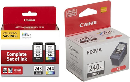 Canon PG-243/ CL-244 Ink Multi Pack, Compatible to TR4520, MX492, MG2520, MG2922 & PG-240 XL Black Ink Catridge Compatible to Printer MG2120, MG3120, MG4120, MX512, MX432, MX372