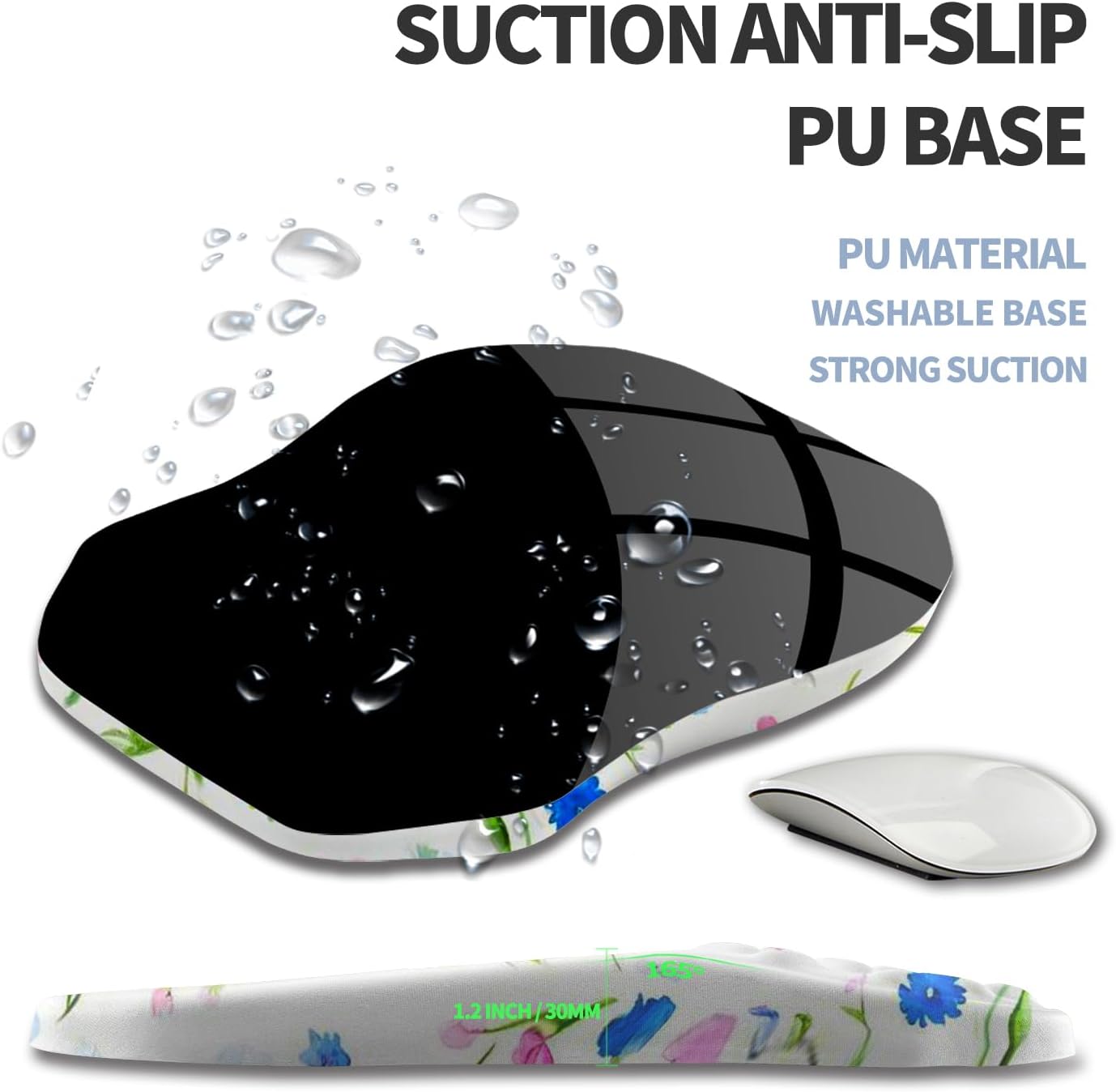 Ergonomic Raised Mouse Pad Wrist Support with Bilateral Slope Memory Foam Mousepad for Wrist Rest and Carpal Tunnel Pain Relief 11.8x7.9〃 Little Flower