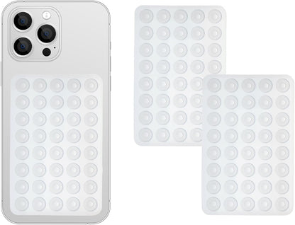 2 Pack Silicone Double-Sided Suction Grip – 40 Cups per Side, Strong Hold for iPhone, Galaxy, Pixel, Android – Hands-Free for Selfies & Videos (Clear)