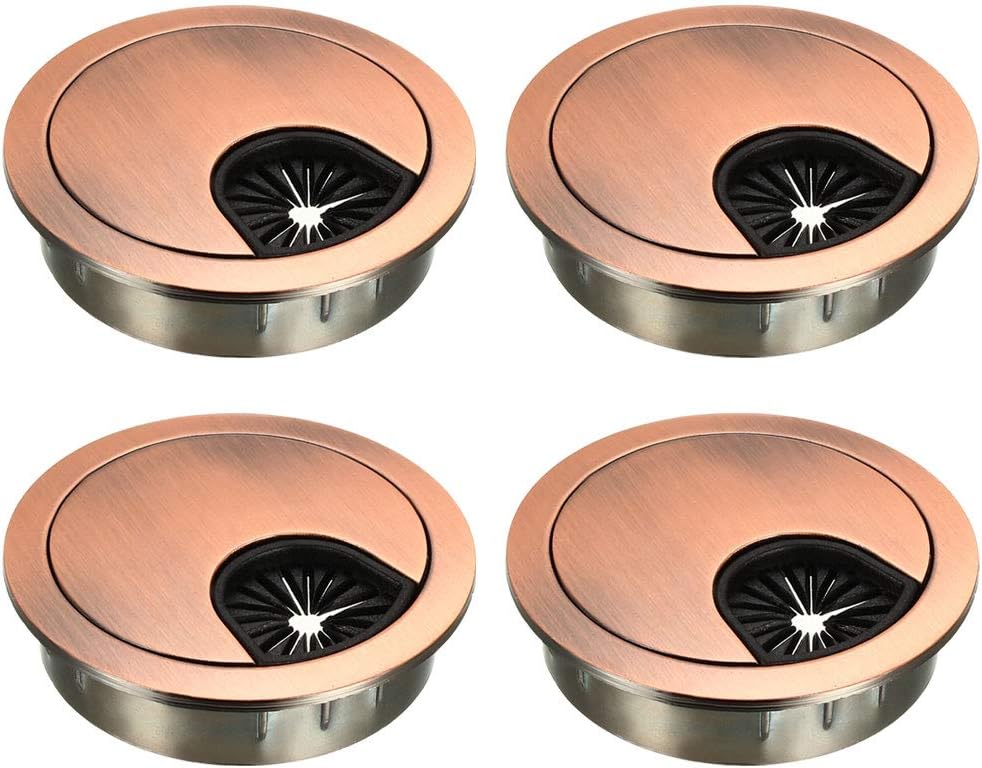 uxcell Cable Hole Cover, 2Inch/50mm Zinc Alloy Desk Wire Cord Cable Grommets Hole Cover for Office PC Desk Cable Cord Organizer, 4Pcs Red Bronze