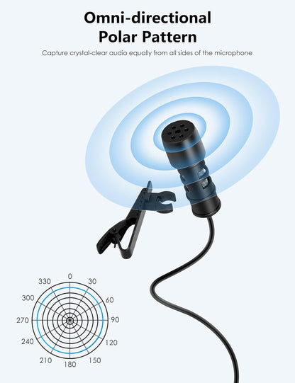 MillSO USB PC Microphone Plug & Play USB Lavalier Microphone Omnidirectional External Clip-on Mini USB Microphone for Computer, Laptop, YouTube, Recording, Podcasting, Gaming - 2M/6.5FT