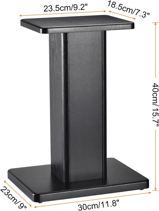 MECCANIXITY Wood Speaker Stands, 2 Pack 15.7 Inch (40cm) Universal Speaker Stand Hollowed Bases Enhanced Audio Listening for Home Theaters Cinema