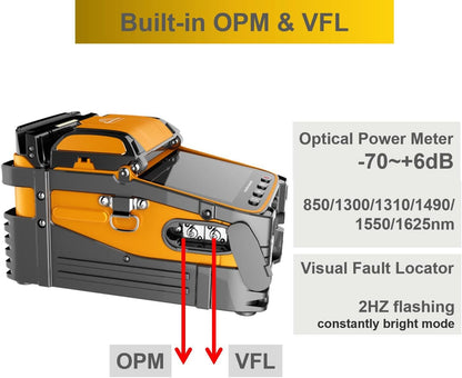 Fusion Splicer AI-9 Toolbox Kit with Auto Focus and 6 Motors for Trunk Line Construction, AI-9 Fusion Splicer Fiber Optic with Tutorial Video for Cable Splicing Projects