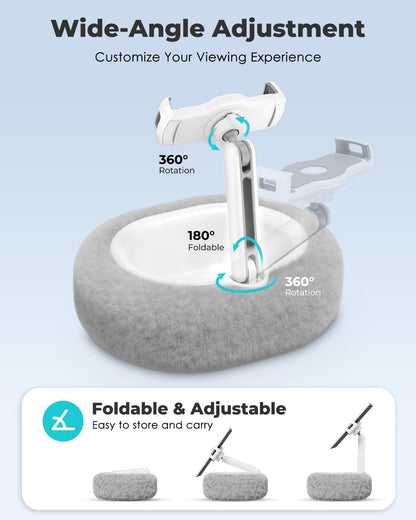 Viozon Tablet Pillow Stand,Kindle Pillow Stand, Compatible with 4-11" Tablet/Phone with Small Bowl, Kindle Holder Accessories,Idea for Reading and Video Watching On Bed,Grey