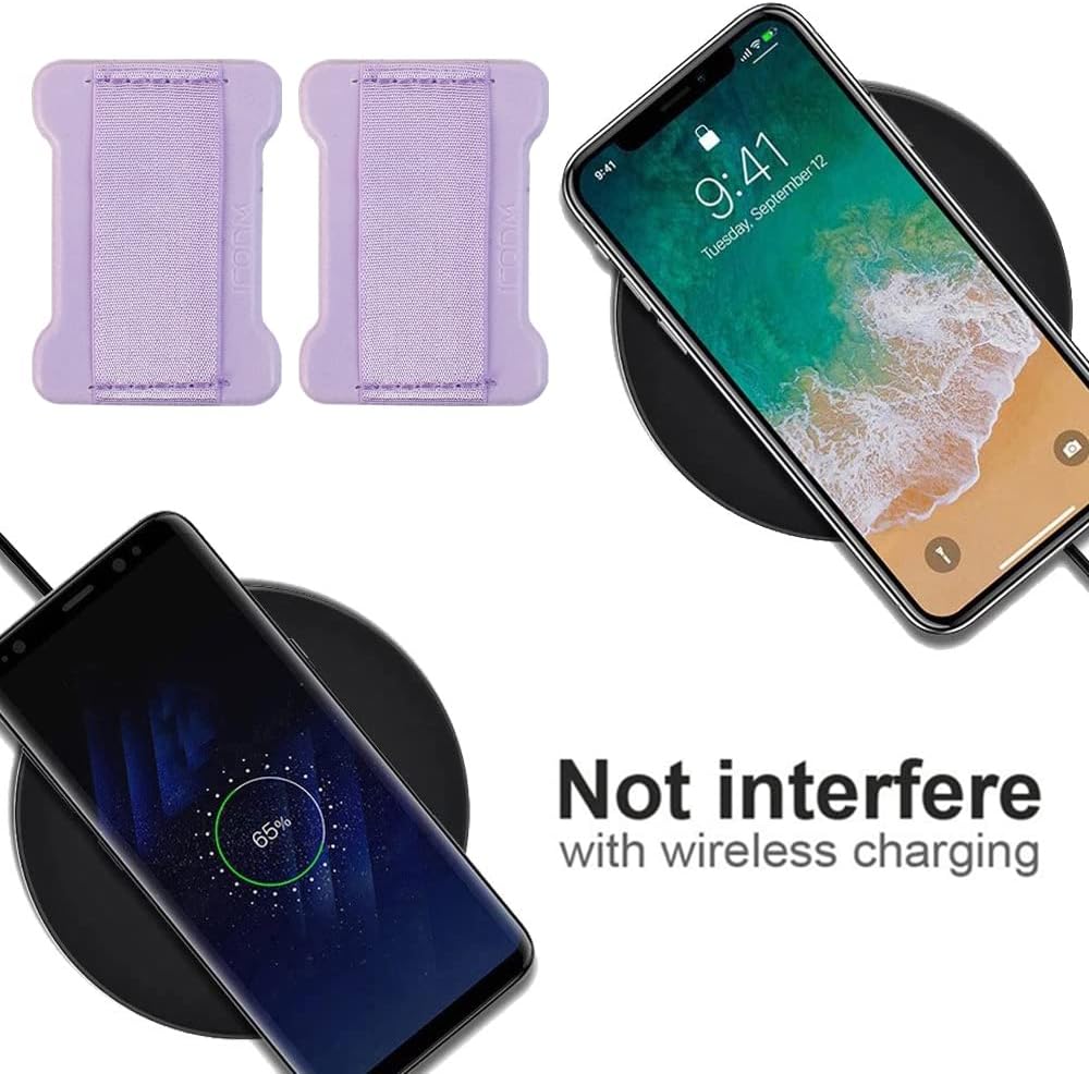 Universal Phone Grip for Smartphones - Phone Holder for Hand - Wireless Charging Compatible - 2Pack (Purple)