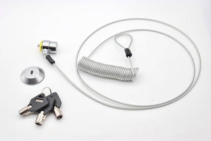 10-Foot Retractable Anti-Theft Steel Cable Lock with Lock Plate, Suitable for laptops, Tablets, Monitors, and Mobile Phones (Silver, 1 Pack)